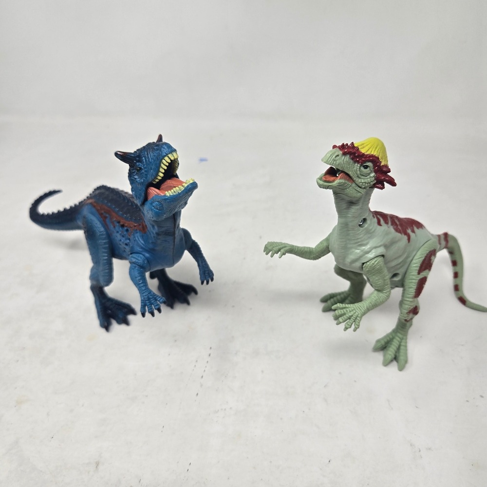 Kid Galaxy Dinosaur Action Figures Blue Carnotaurus Green Pachycephalosaurus Set